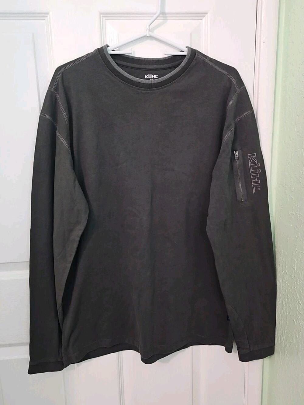 KUHL Mens Long Sleeve T Shirt Organic Cotton Wildfibre Tee Large Gray